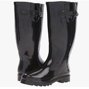 Shoes8teen Rubber‎ Black Buckle Rain Boots Size 6
